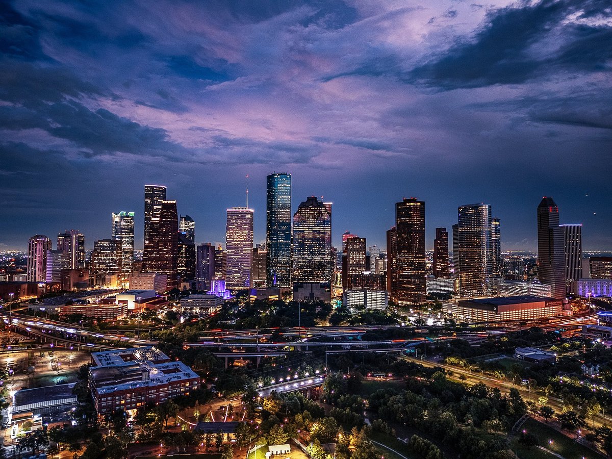 Houston Texas skyline at twilight
